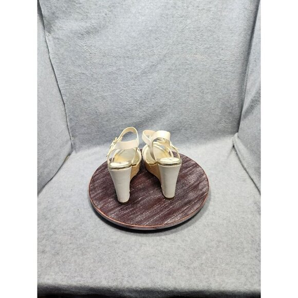 Liz Claiborne White Wedge Sandals with Crisscross Straps & Buckle Closure  Size - Picture 5 of 12